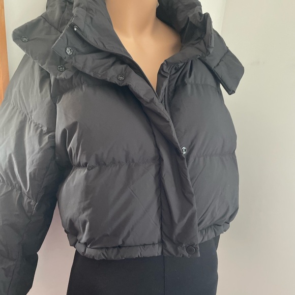 22”PTP 🎁 Sz 12 NWT Wunder Puff coat removable hood down crop super crop - Picture 3 of 14